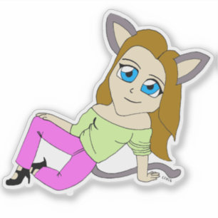 Pegatina chibi catgirl