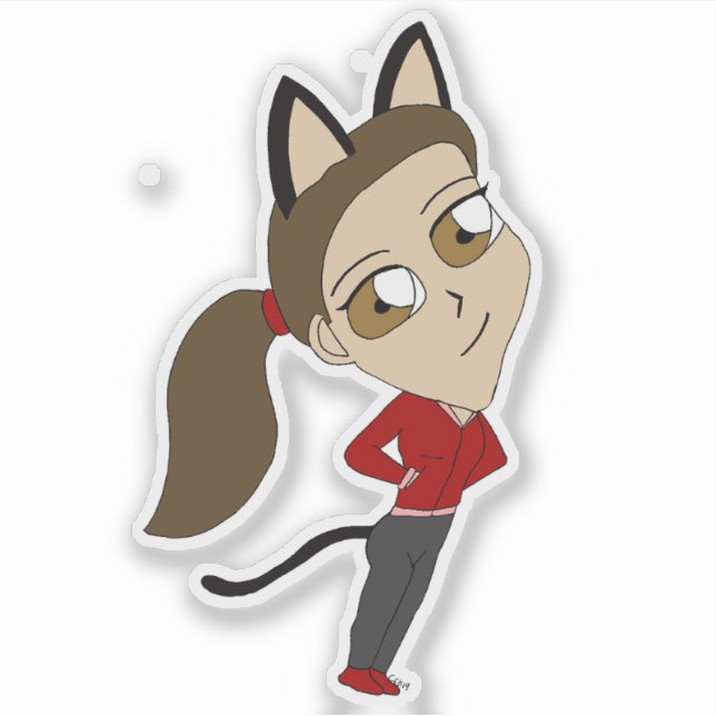 Pegatina chibi catgirl (Anverso)