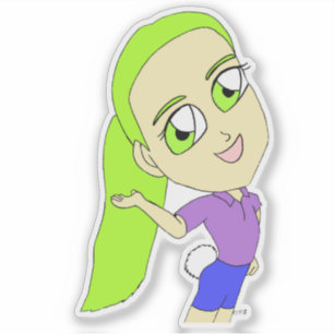 Pegatina chibi chica con cola de conejo
