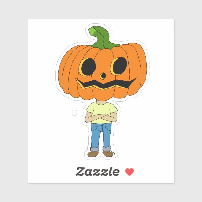 Pegatina chibi de cabeza de calabaza (Hoja)