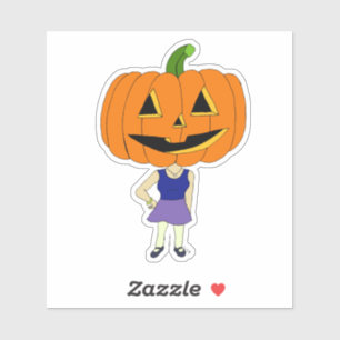 Pegatina chibi de cabeza de calabaza chica