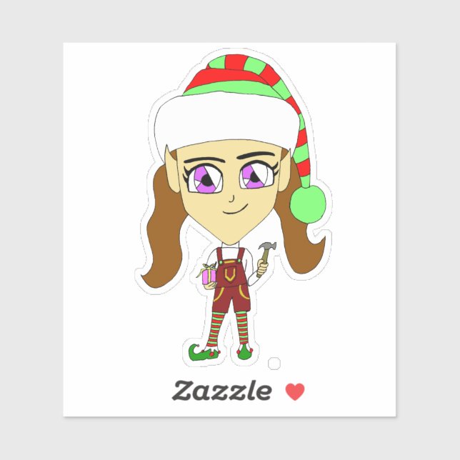 Pegatina chibi elf (Hoja)