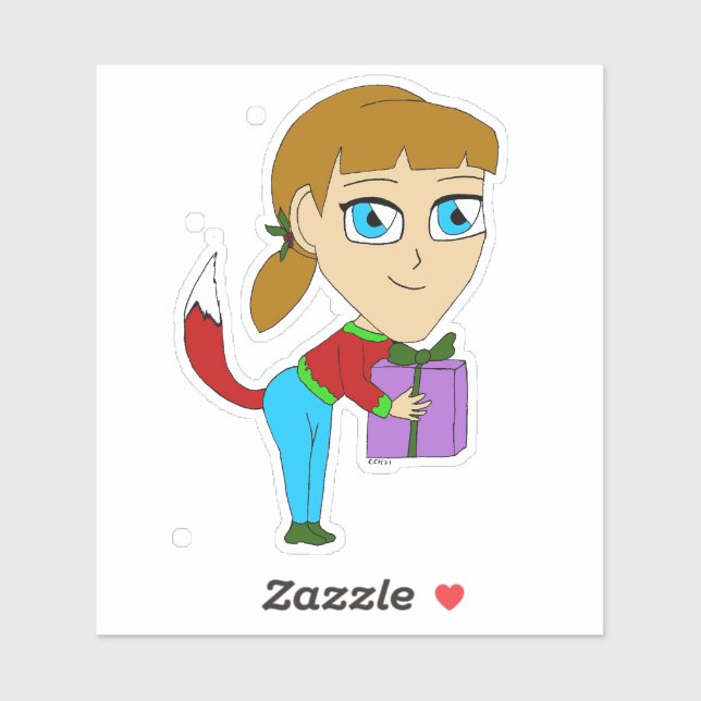 Pegatina chibi foxy chica (Hoja)