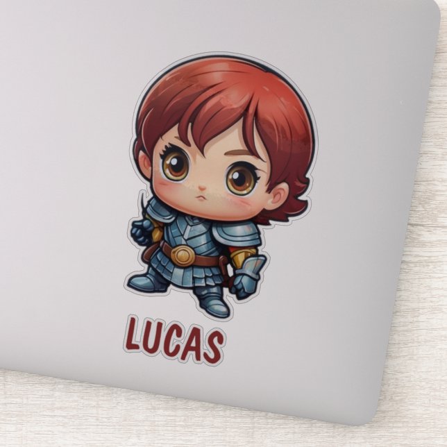 Pegatina Chibi Knight Personalized Kids Cut Viny (Detalle)