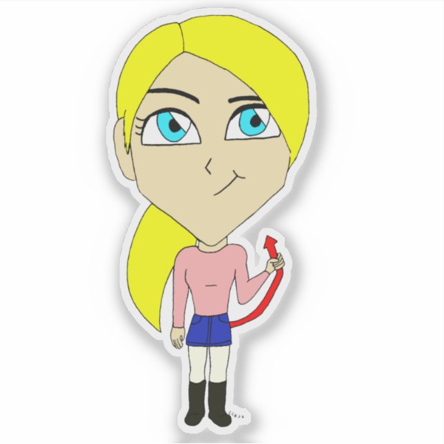 Pegatina chibi "mal" chica (Anverso)