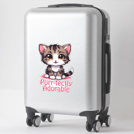 Pegatina Chibi Purr-fectamente adorable Kawaii Kitten en ro
