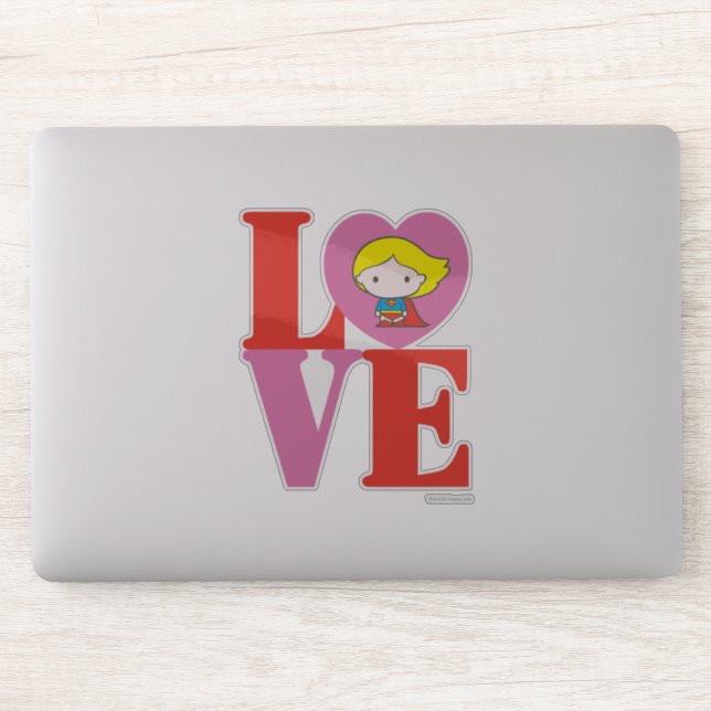 Pegatina Chibi Supergirl LOVE (Ordenador)