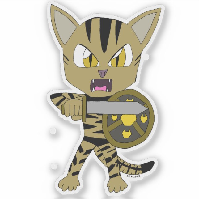 Pegatina Chibi Warrior Cat (Anverso)