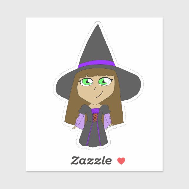 Pegatina chibi witch (Hoja)