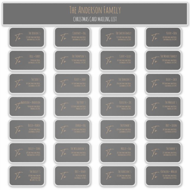 Pegatina Chic Elegant Grey Christmas Card Mailing Label Set (Anverso)