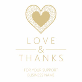 Pegatina Chic Fake Gold Black Heart Lace Effect Love Thanks