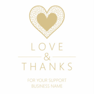 Pegatina Chic Fake Gold Black Heart Lace Effect Love Thanks