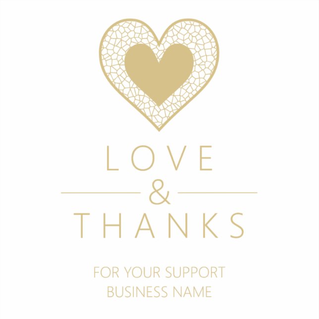 Pegatina Chic Fake Gold Black Heart Lace Effect Love Thanks (Anverso)