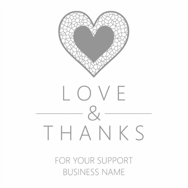 Pegatina Chic Fake Grey Heart Lace Effect Thanks Supporting (Anverso)