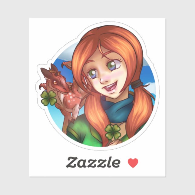 Pegatina Chica afortunado (Hoja)