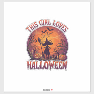 Pegatina Chica ama la bruja de Halloween las calabazas murc