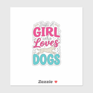 Pegatina Chica Ama Perros Tipografía de Grabado Vintage Dis