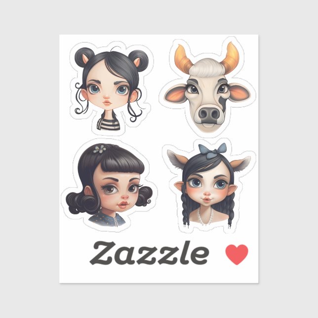 Pegatina Chica amante de los animales (Hoja)