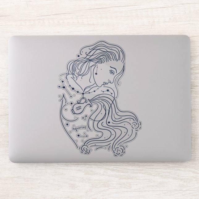 Pegatina Chica Aquarius Rótulo Zodiac (Ordenador)