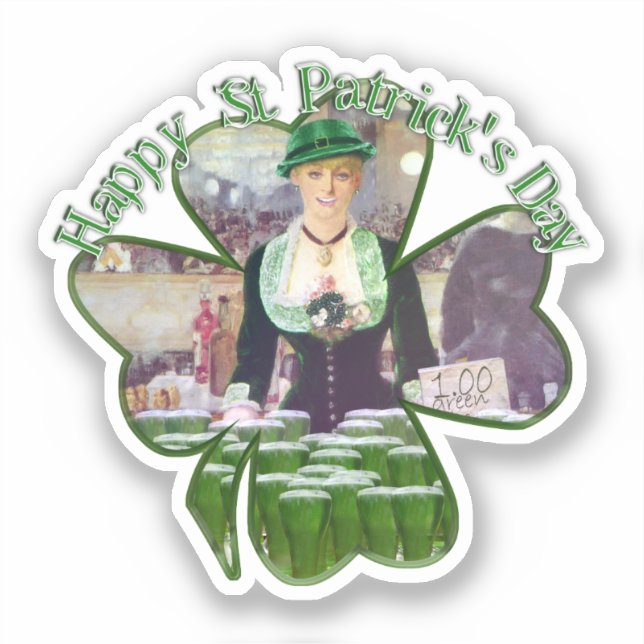 Pegatina Chica cantinera día de San Patricio (Anverso)
