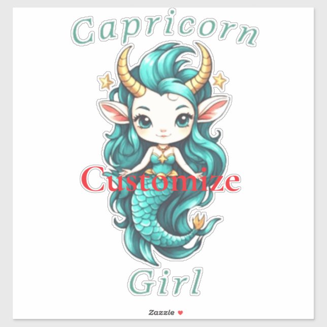 Pegatina Chica Capricornio Sirena Thunder_Cove (Hoja)