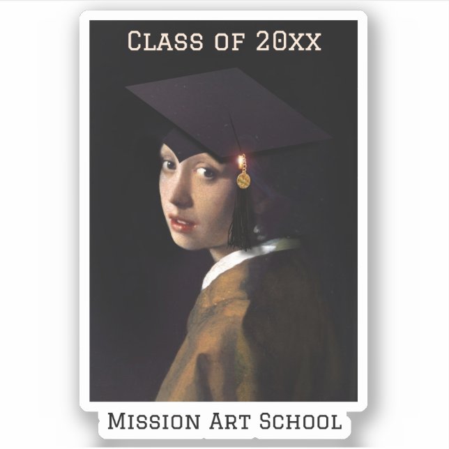 Pegatina Chica con Graduación de Grad Cap (Anverso)