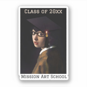 Pegatina Chica con la graduación de Glasses