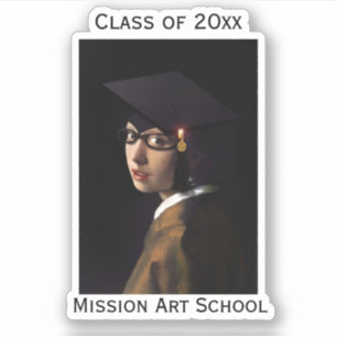 Pegatina Chica con la graduación de Glasses