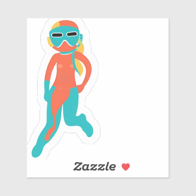 Pegatina Chica con snorkel (Hoja)