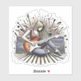 Pegatina Chica con vibraciones musicales