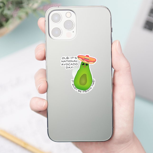 Pegatina Chica De Aguacate Con Sombrero (Teléfono)