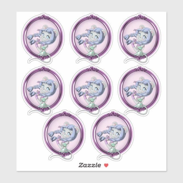 Pegatina Chica De Anime Del Ratón (Hoja)