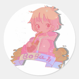 Pegatina Chica de Boba Tea Anime