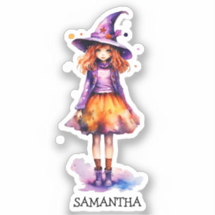Pegatina Chica de Brujas Pastel Cute - Estética de Hallowee