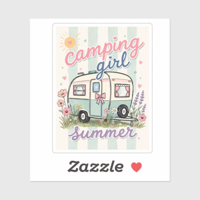 Pegatina Chica de Camping Viaje de Verano (Hoja)