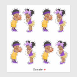 Pegatina Chica de Freethrows o Bows Purple Gold