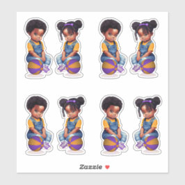 Pegatina Chica de Freethrows o Bows Purple Gold