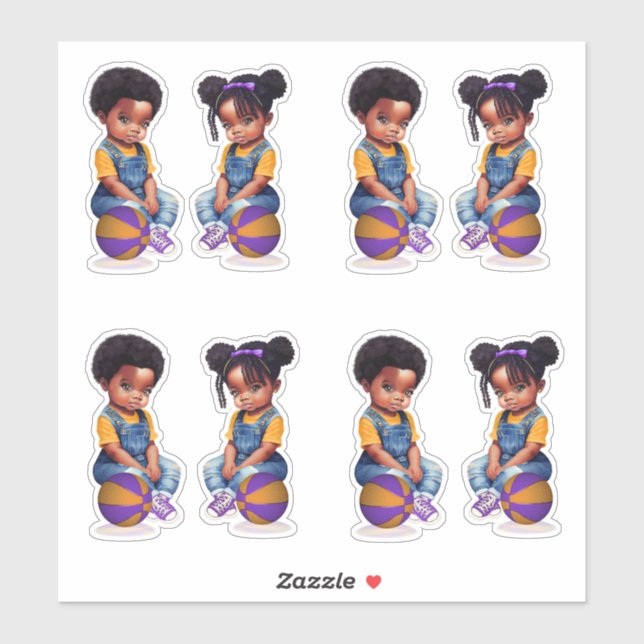 Pegatina Chica de Freethrows o Bows Purple Gold (Hoja)