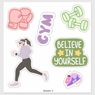 Pegatina Chica de Gimnasio Adorable Motivación de Fitness