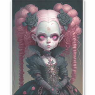 Pegatina Chica de gótico Rosa Negro Típico