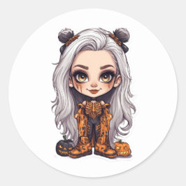Pegatina Chica de Halloween | Chibi traje