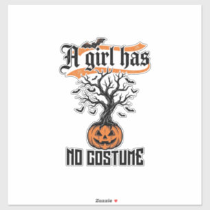 Pegatina Chica de Halloween sin disfraz calabaza vintage_1