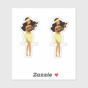 Pegatina Chica de Hula del Ukulele