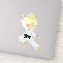 Chica de karate, Chica lindo, cinturón negro, pelo