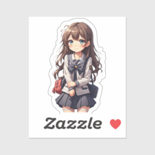 Pegatina Chica de la escuela japonesa de anime