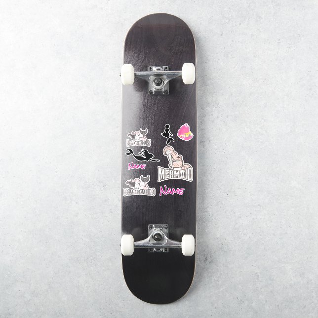 Pegatina Chica de la Sirena de Cumpleaños (Monopatín)