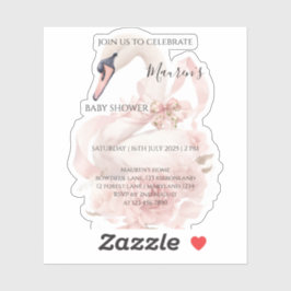 Pegatina Chica de lazo rosa Baby Shower