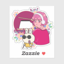 Chica de Manga con Auriculares y Conejo Ciego