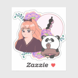 Pegatina Chica de Manga y Panda con Prótesis de Pierna