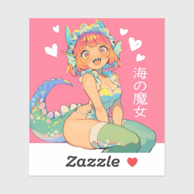 Pegatina Chica de Monstruo Anime de Kawaii (Hoja)